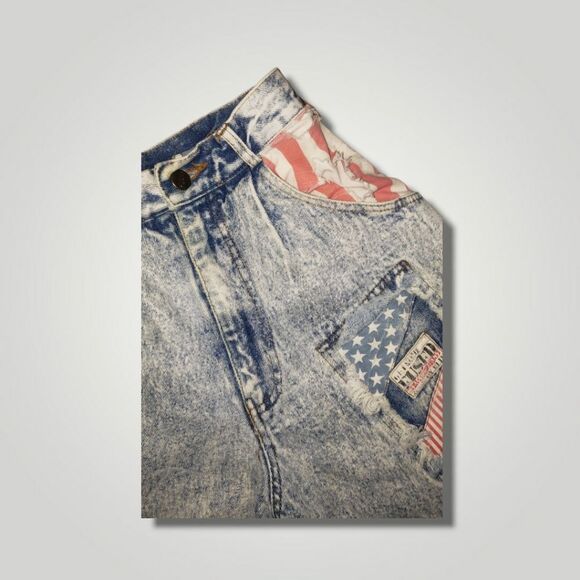Vintage fused Patriotic jean hi rise shorts 5 / 6 - Picture 6 of 8